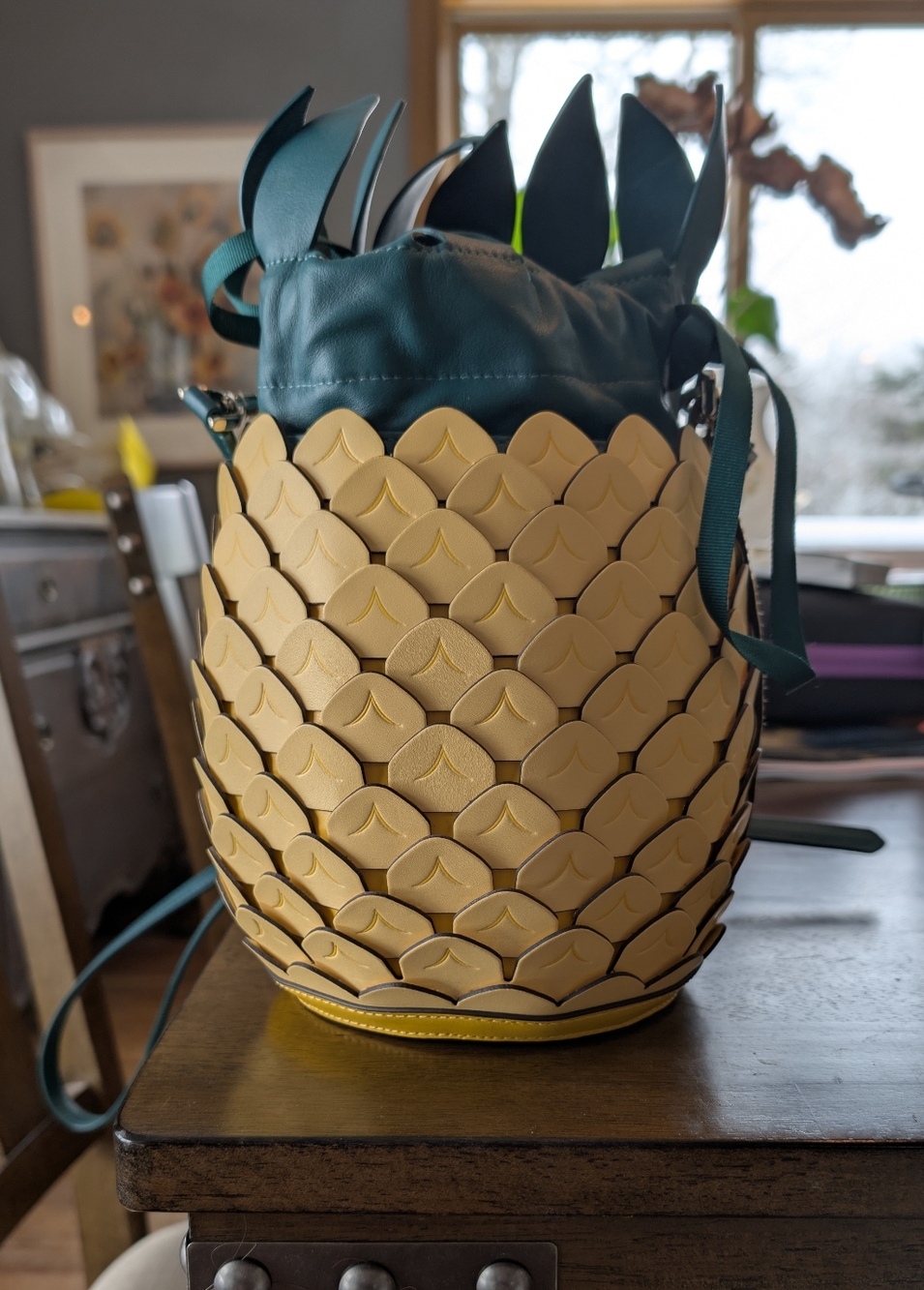 Kate Spade Yellow Pineapple Bucket Bag with Green Top
